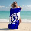 proof beach towel with Chelsea FC logo pattern - soft,absorbent,quick-drying,machine washable - perfect for swimming,camping,bathing