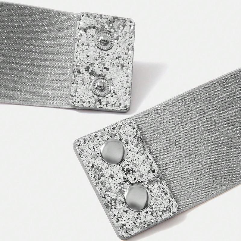 1 Piece Women's Gritt Elastic Fashion Party Shiny Adjustable Waist Cover Sequins Women's Wide Belt