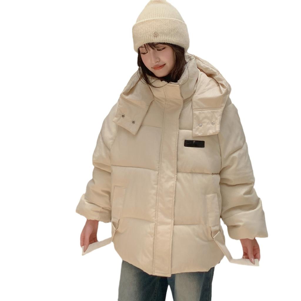 2025 winter new Korean down padded jacket women's loose hooded short cotton jacket padded jacket thickened student bread suit
