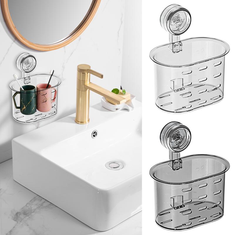 Suction Cup Storage Rack Non-drilling Wall Mounted Container Bathroom Accessories for Shower Kitchens Home Decor