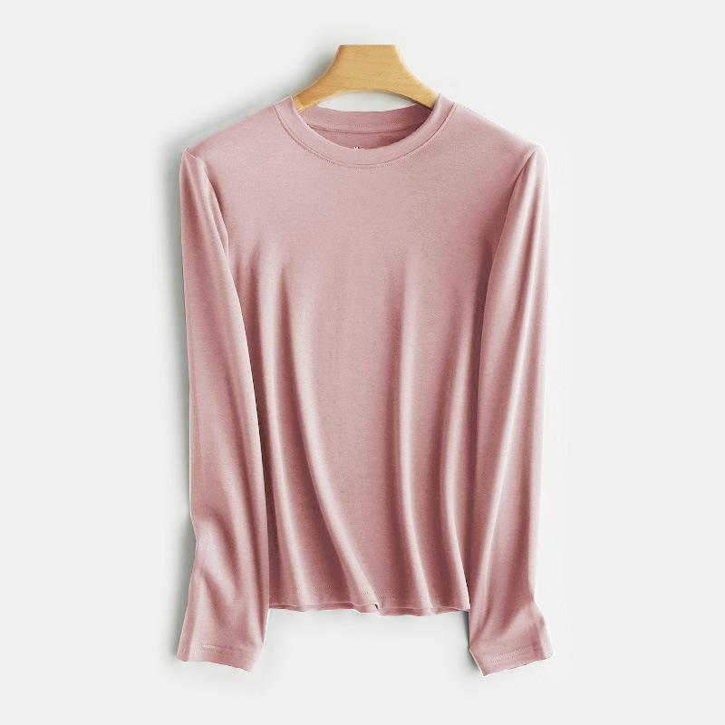 220g Women's Long-Sleeve Heavyweight White T-Shirt, Round Neck, Xinjiang Cotton