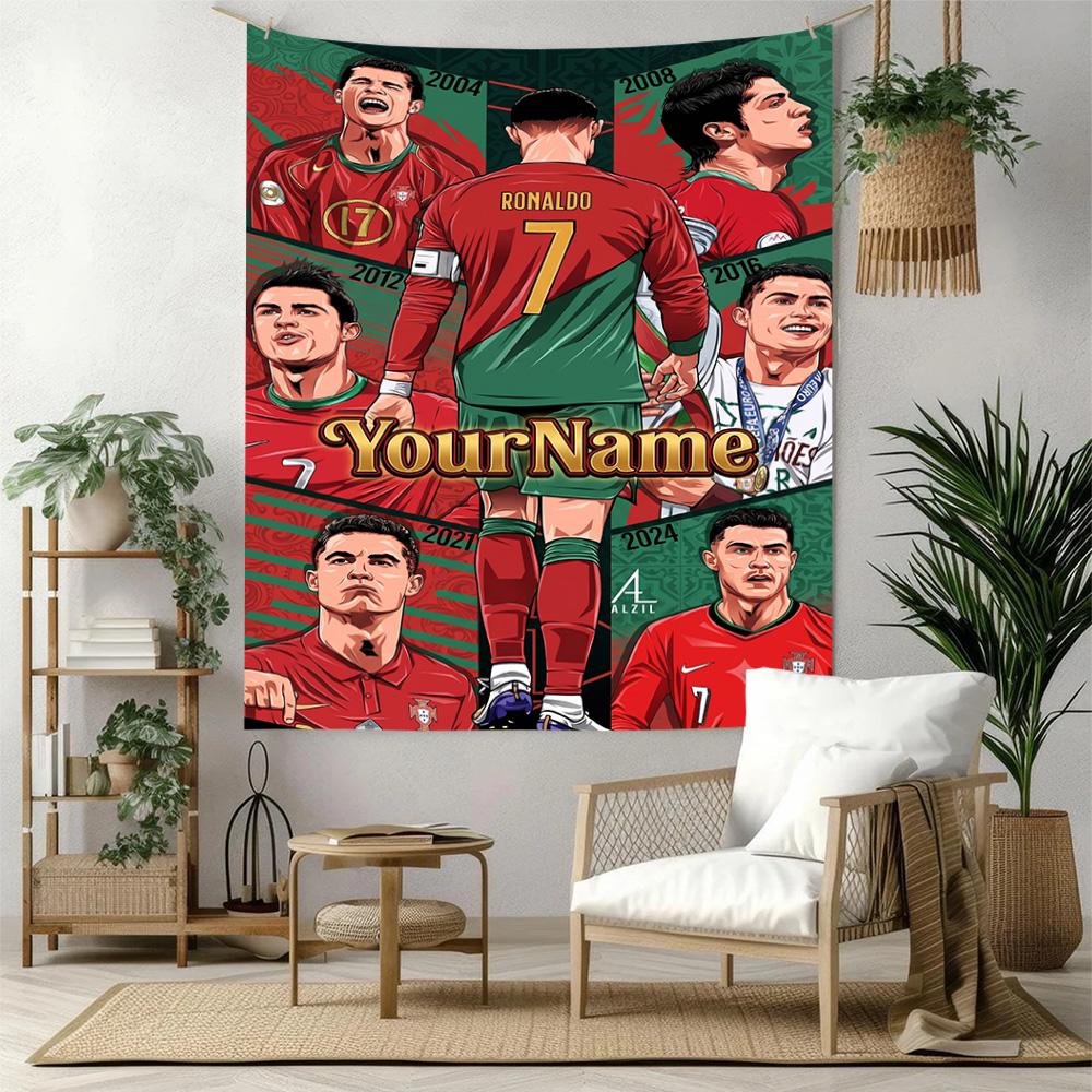 Cristiano Ronaldo Custom Jouw Naam Muurdecoratie Wandkleed Kunst Voor Huisdier Herdenking Verjaardag Bruiloft Feest Achtergrond Familiecadeau
