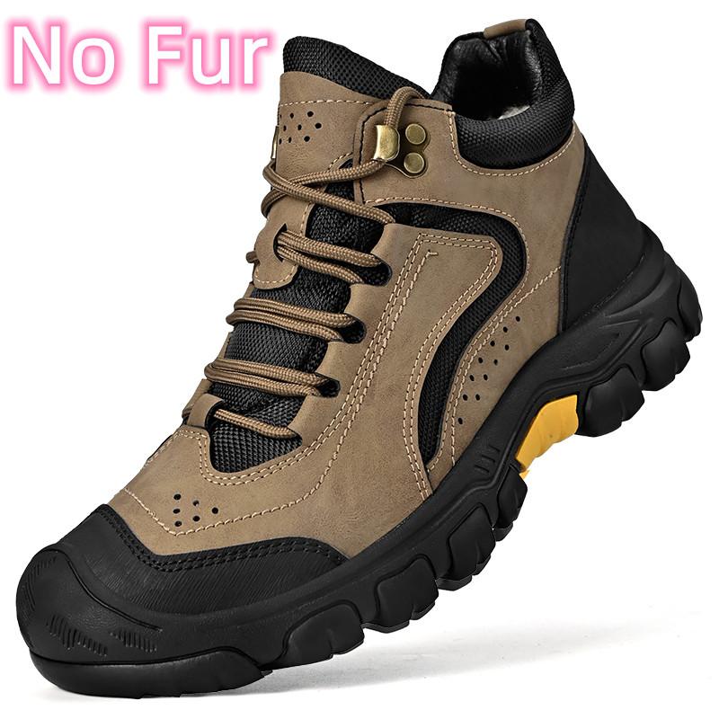 Men Casual Sneakers Snow Boots Genuine Leather Stylish Mens Leisure Boots 2024 Luxury Ankle Boots Warm Plush Fur Winter Boots