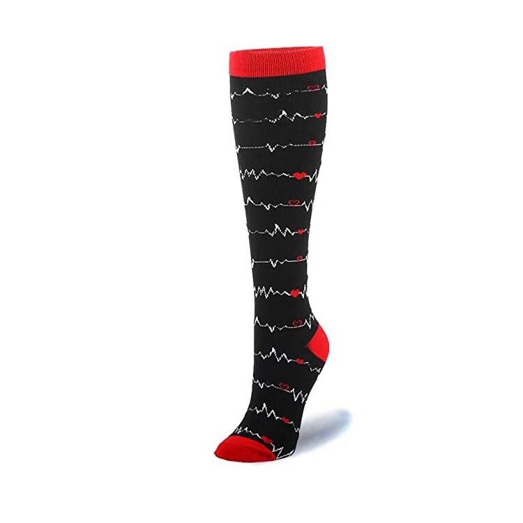 Men Women Ecg Wave Compression Sport Socks Running Socks Compress Stockings Pressure Nylon Long Varicose Veins High Socks