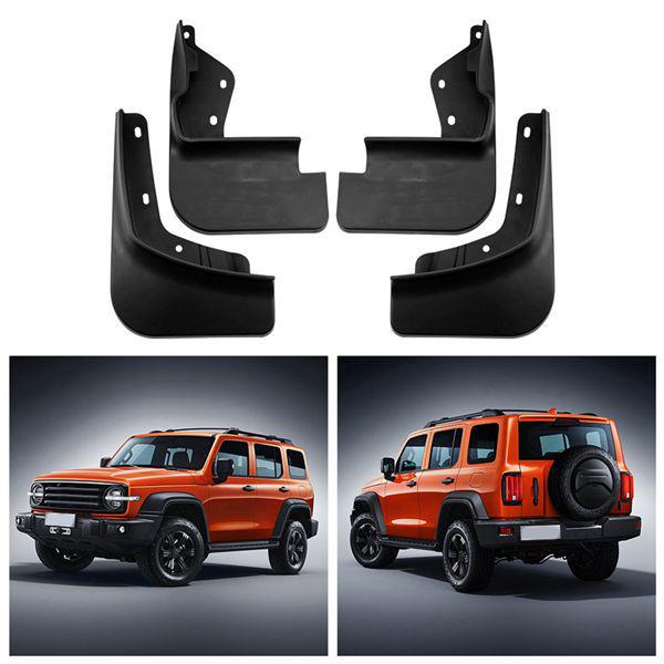 Black ABS Front and Rear Car Fender Splash Guards for Great Wall Tan