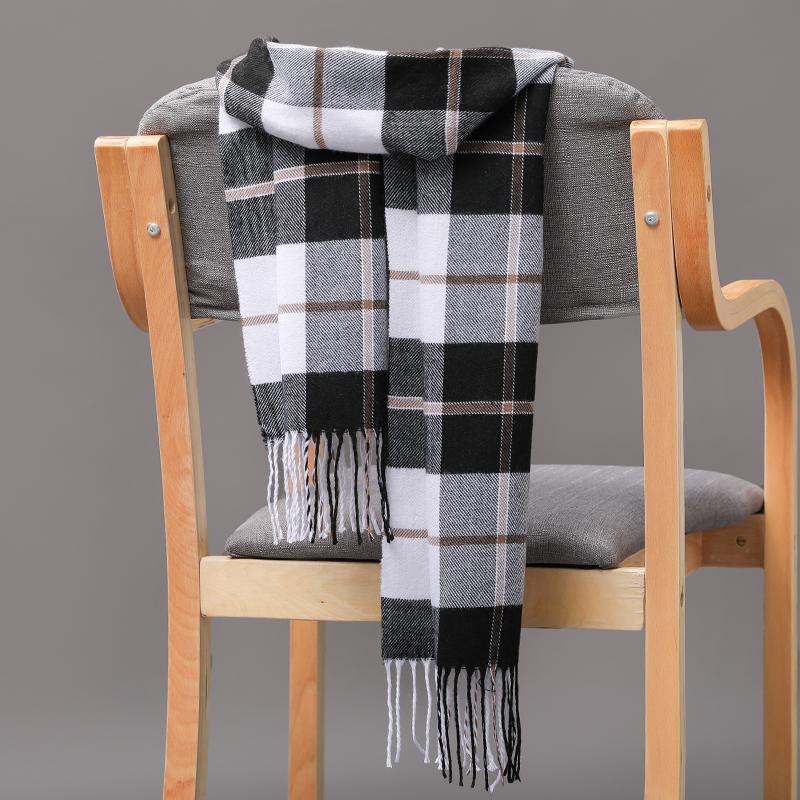 180*35cm new  Men Scarf Women With Tassel Color Lattice Cashmere muffler Thinker Autumn Warm Female Shawl Long Couple