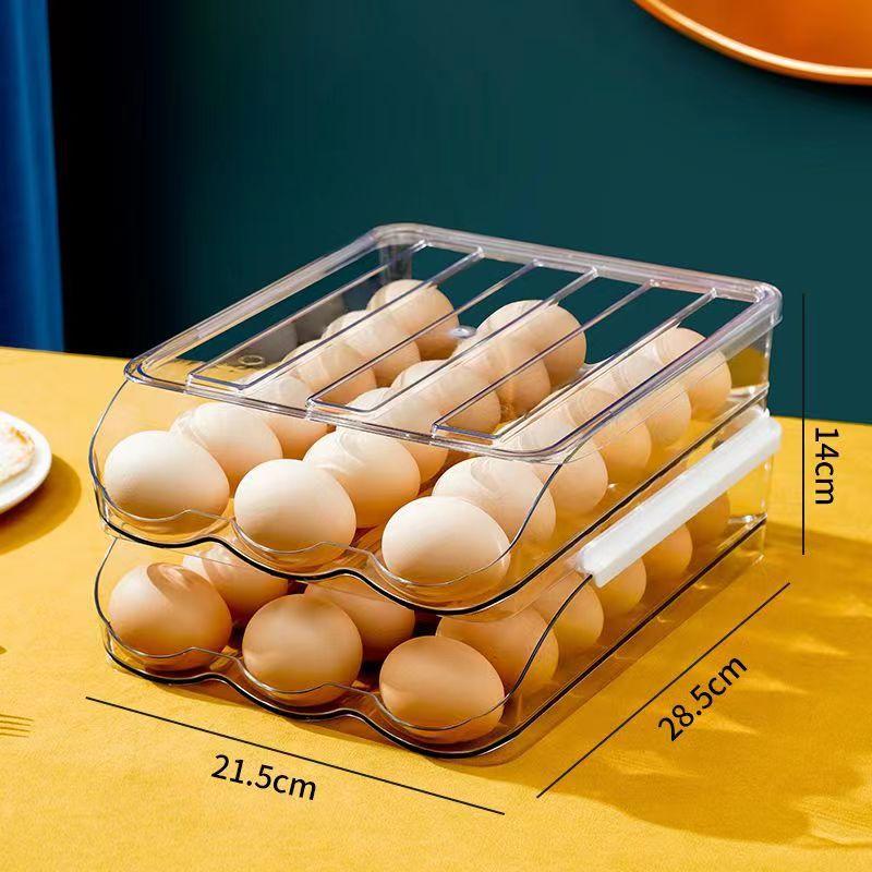 Transparent Automatic Rolling Egg Box Refrigerator Egg Dispenser Egg Rack Holder Basket Container Storage Organizer For Kitchen