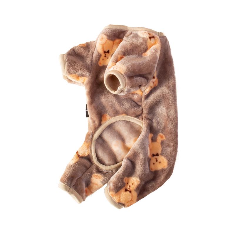 Combinaison pour chien à quatre pattes en flanelle ours en peluche - Vêtements chauds d'automne pour animaux de compagnie