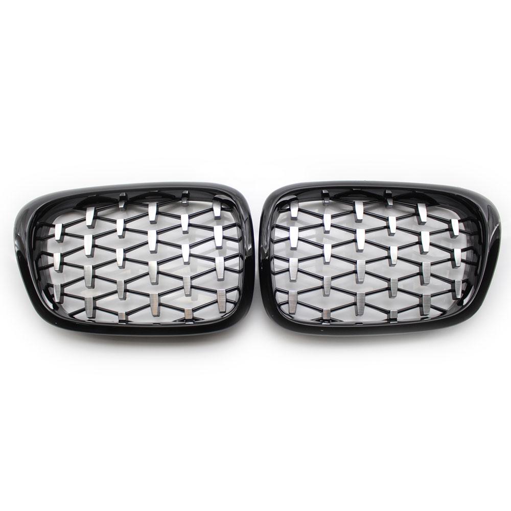 Front Diamond Kidney Grille Gypsophila Grille For BMW E39 M5 Series 1997-2003 520i 525 530 ABS Silver Black