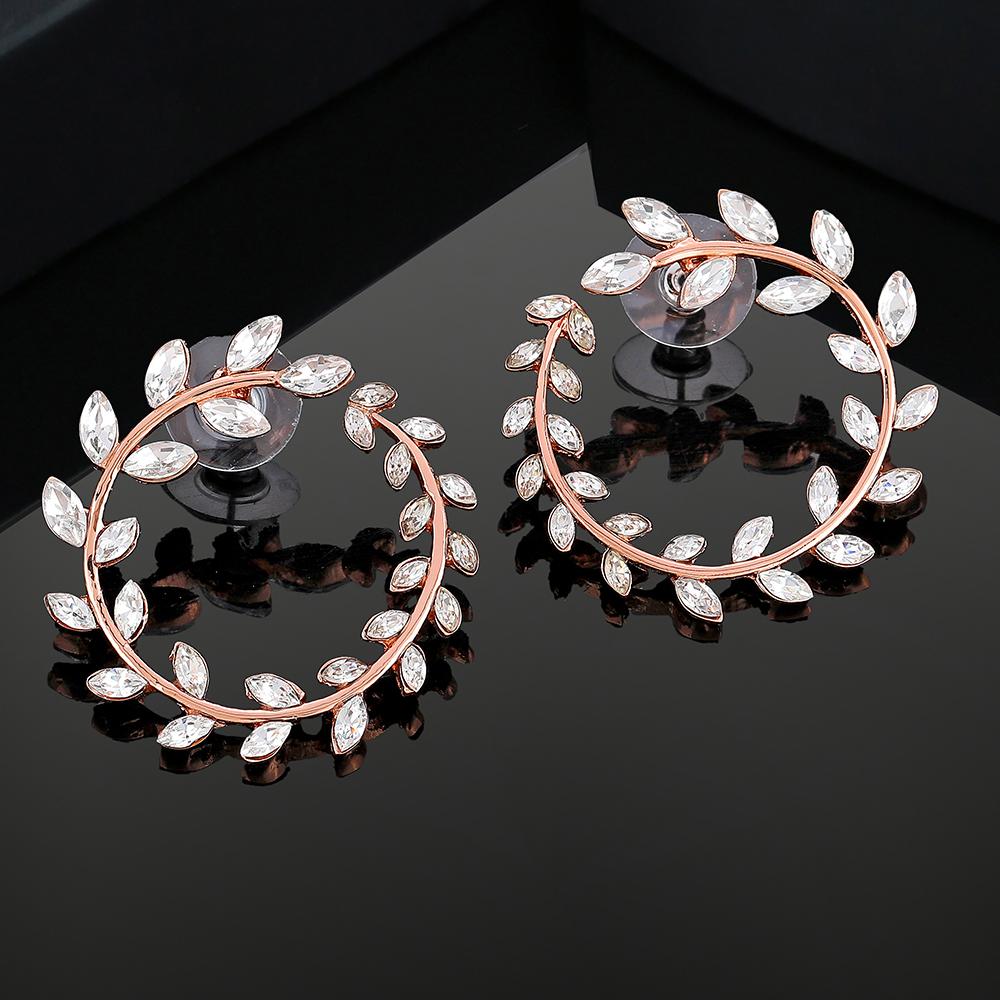 

Круглые серьги Estele с покрытием из розового золота и кристаллами для женщин