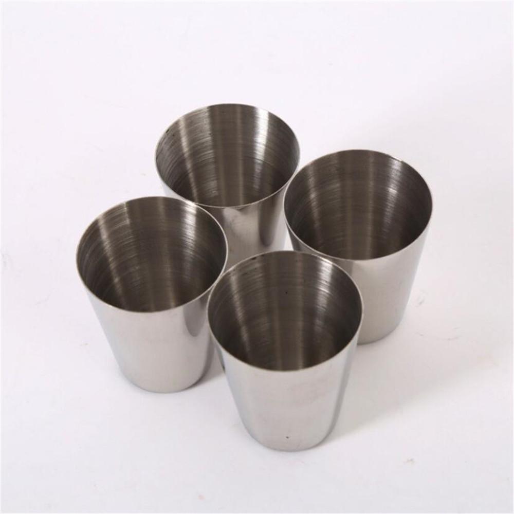 4PcsSet 30ML Stainless Steel Polished Wine Drinking Shot Glasses Cup with Leatherette Cover Case Bag Barware for Home Kitchen Bar