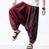 Hip Hop Style Loose Fit Low Waist Cotton Linen Special Cropped Pants Japanese Style Baggy Pants for Men
