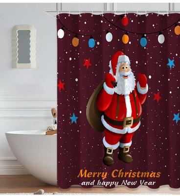 Christmas Day Printed Shower Curtain Bathroom Curtain Waterproof Fabric Polyester