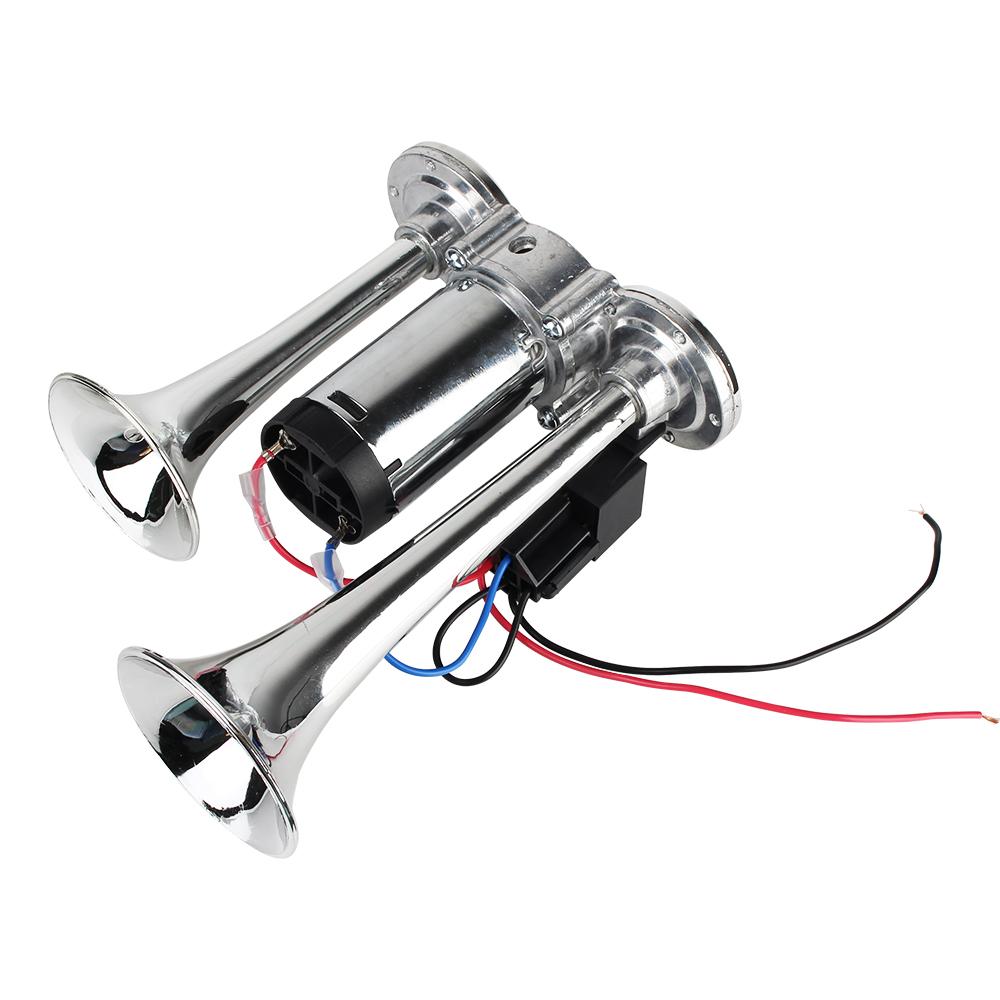With Air Compressor and Relay Super Loud Hooter Car Electric Horn Modification For Motorcycle Boat Truck 12V Dual Trumpets 600dB