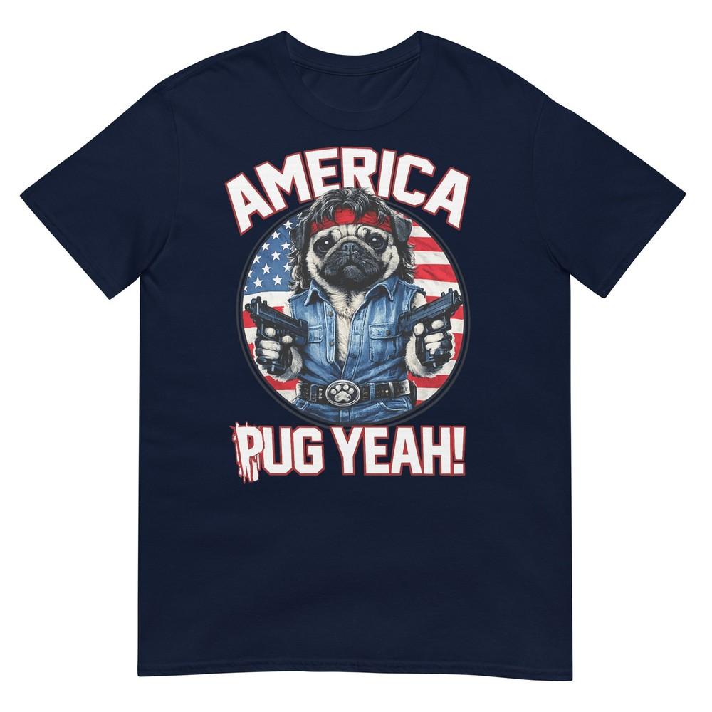 America Pug Yeah Funny Pug Us Flag TShirt S