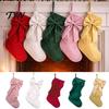 Stylish Indoor Festival Supplies Velvet Christmas Stockings with Decorative Bow, Large Xmas Hanging Multiuse Pockets Socks for Fireplace,
