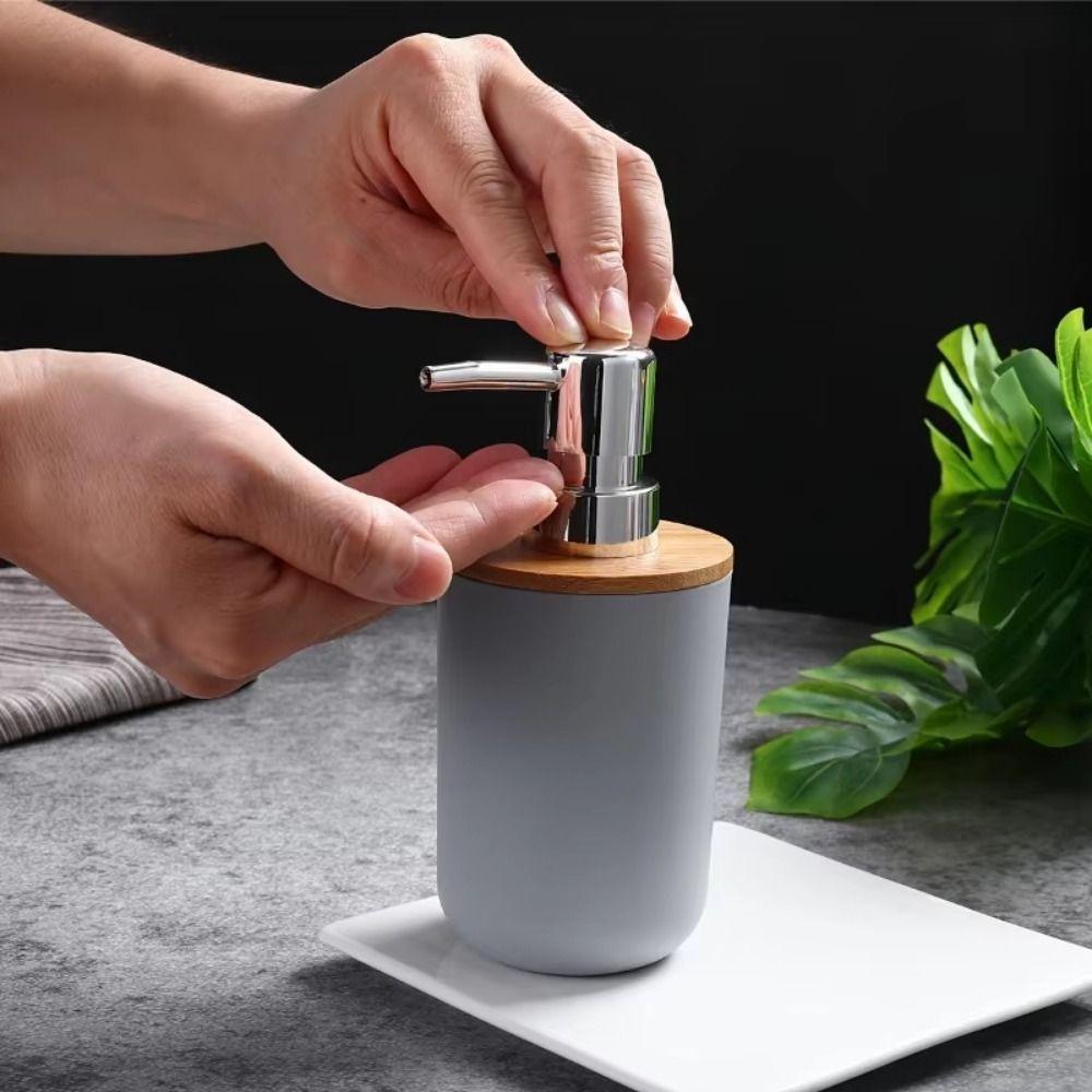 Refillable Bamboo Soap Dispenser Hand Press Type Bath Lotion Pump Jar  Kitchen