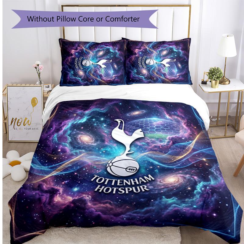 Set Lenzuola 3 Pezzi Stampato Tottenham Hotspur Morbido Delicato sulla Pelle Lavabile Copripiumino e Federe Set Tutte le Stagioni Camera da Letto