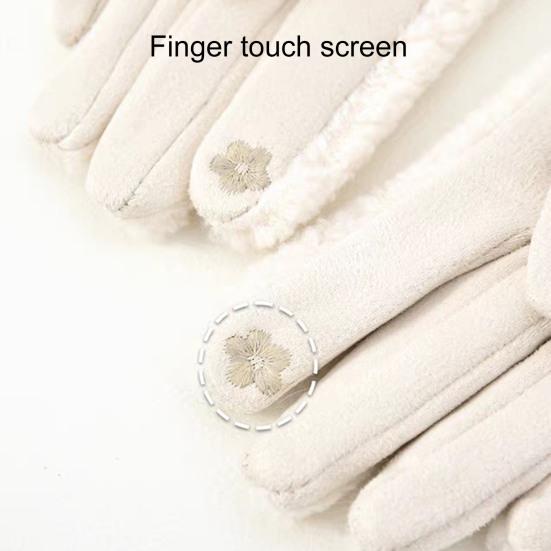 Damen Winter Wildlederhandschuhe Warme Fuzzy Touchscreen-Handschuhe Einfarbig Winddicht Plüschgefütterte Handschuhe zum Fahren Pendeln Einkaufen