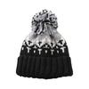 Popular Contrast Color Skull Caps for Women and Teens Comfortable Knitted Beanies Hat for Outdoor Sport Winter Activity