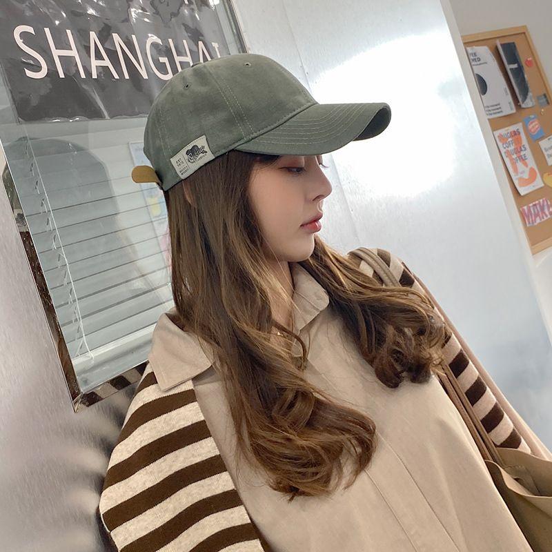 Hat Female Japanese-Style Retro Side Patch Pure Color Baseball Cap Minimalist Casual Spring and Summer Sun Hat Soft Peaked Cap Men