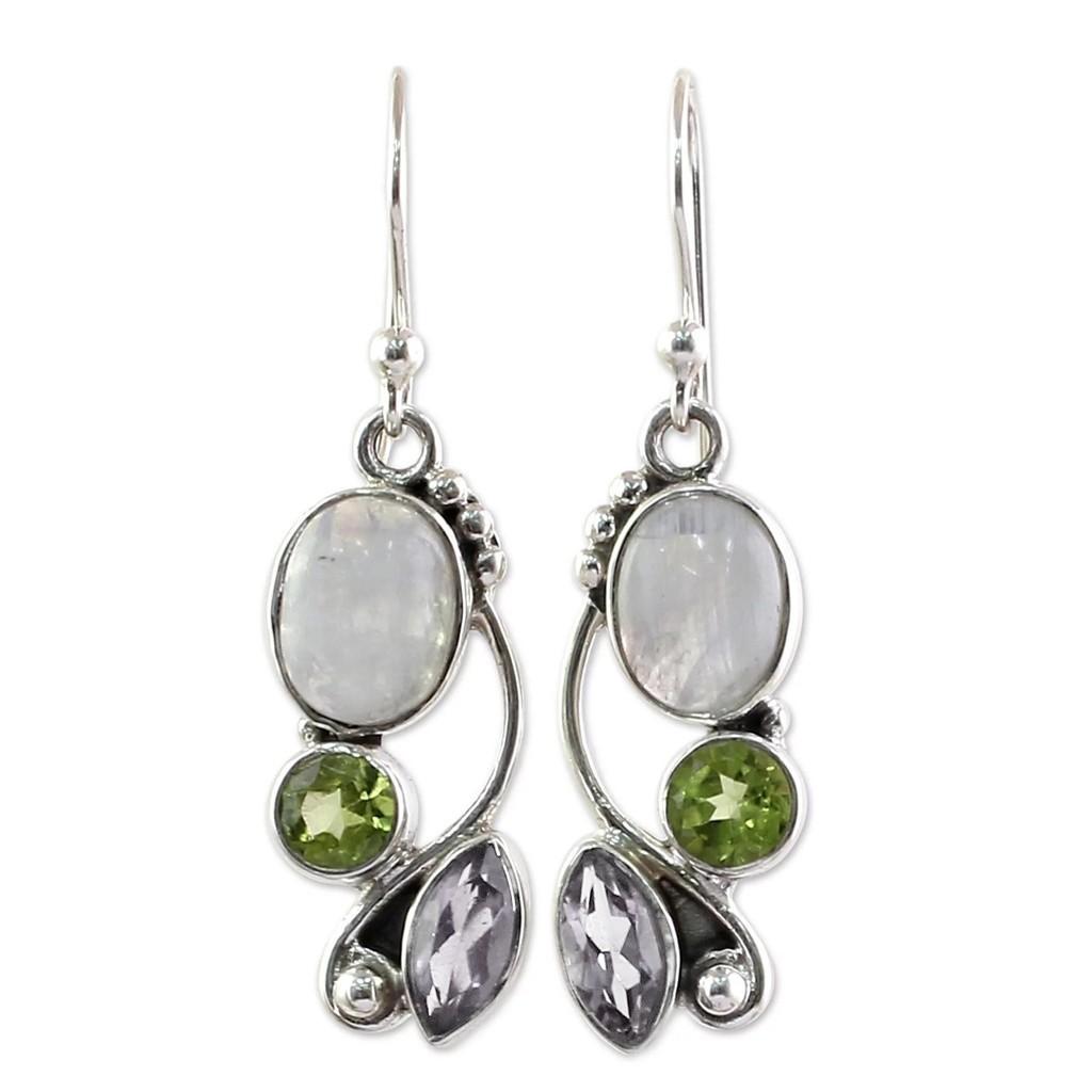 Women Vintage Jewelry Earrings Gemstone Dangle Hook Stud Earring Gift