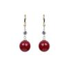 S925 Silver Needle Retro Red Pearl Earring Buckle Explosive High End Charm Small Earrings Round Face Slimming Earrings