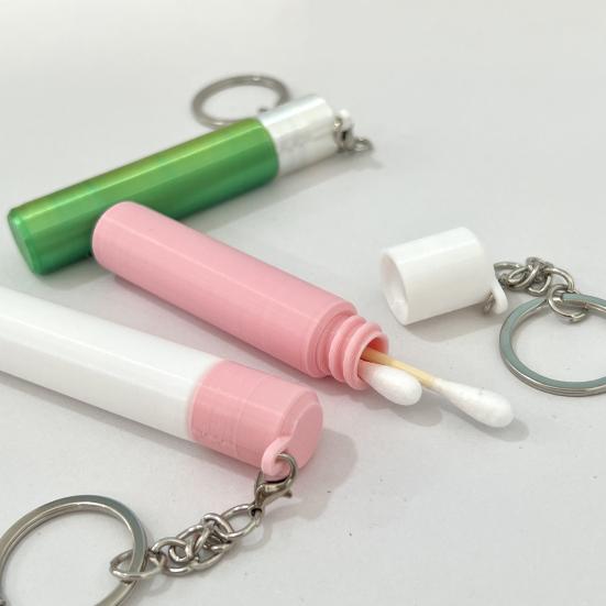 Cotton Swab Storage Box with Cover Storage Holder Keychain for Makeup Ear Cleaning