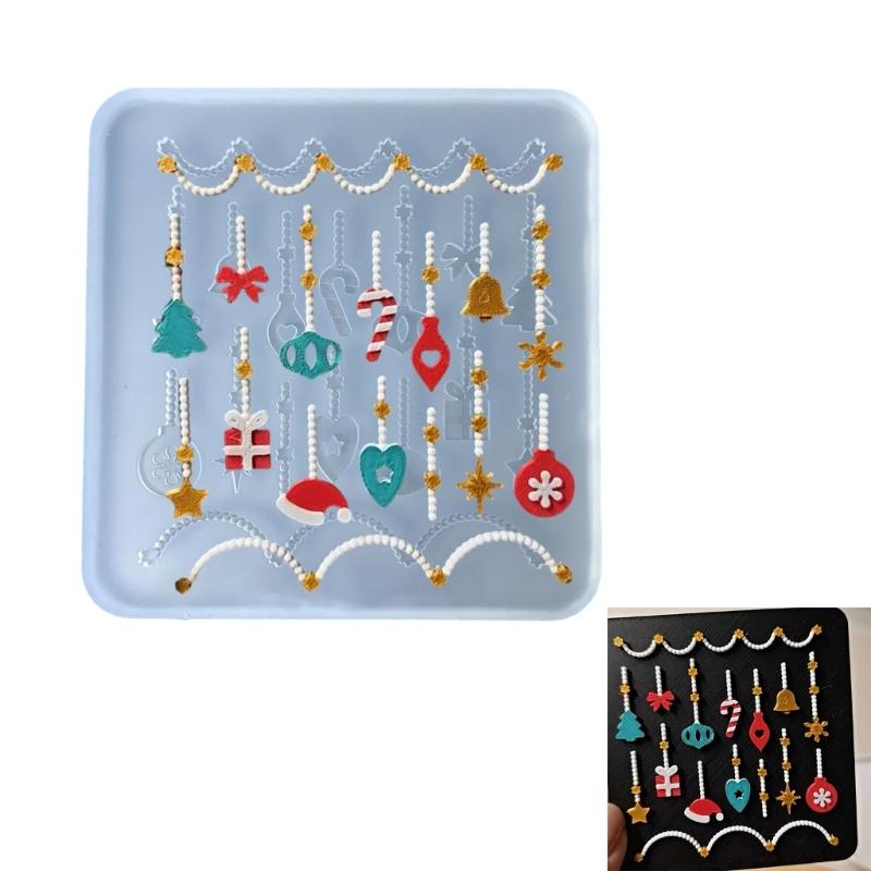 Flexible Silicone Molds Christmas Themed Accessories Epoxy Resin Ornament Pendant Mould Practical Jewelry Making Tool
