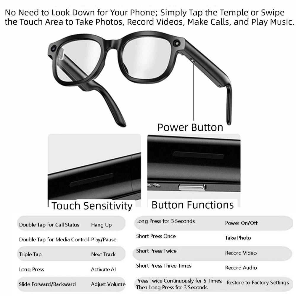 Anti-Blue Light AI Smart Glasses Real-time Translation Smart Video Glasses Voice Call