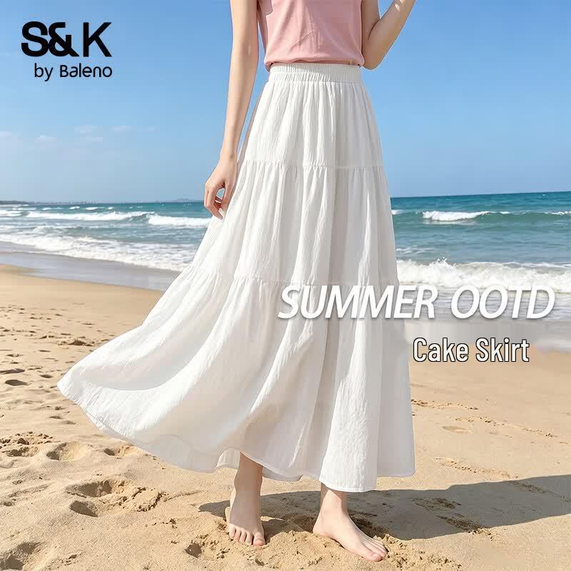 Baleno S&K Women s Beach Holiday White Tiered Long Skirt One Size белый