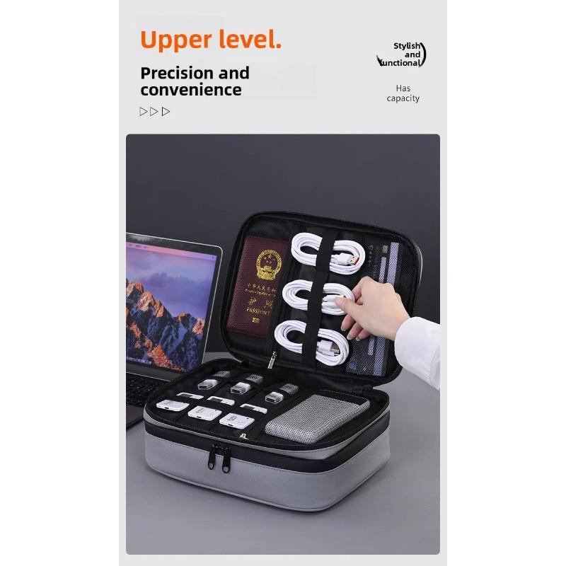 New Portable Digital Storage Bag Essential for Travel, USB Data Cable Charger Storage Bag Multifunctional Organizer for Cables