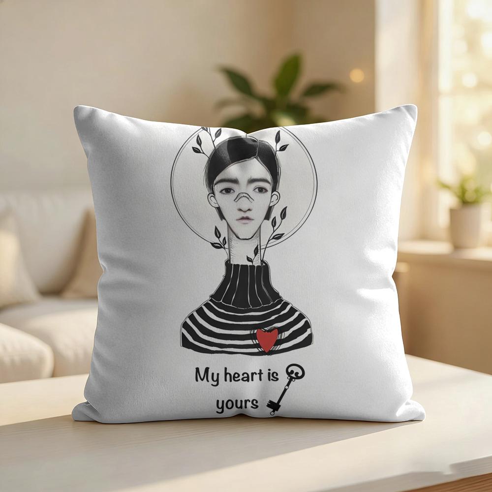 Black White Fashion Ins Sexy Cushion Cover Silky Short Plush Invisible Zipper Dustproof Sofa Pillow Case For Home Decor