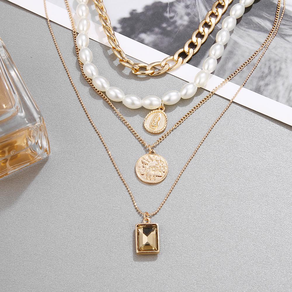 Jewelry Vintage Coin Necklace Sweater Chain Female Personality Temperament Multi-layer Necklace