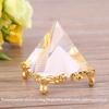 Gold Stand Crystal Pyramid Ornament Egyptian Meditation Crystal Pyramid  Home Decor