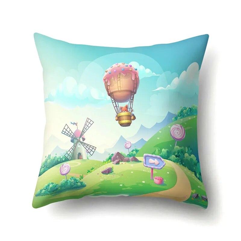 Ocean Pillowcase Cartoon Pattern  Lumbar Pillow Sofa   Cushion