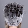 Outdoor Winter Warm Real Fur Beanies Hat Rabbit Fur Cap Knitted Real Rex Rabbit Fur Hats Elastic