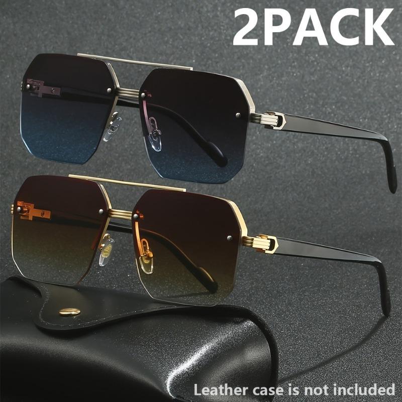 2pcs Semi-Rimless Fashion Glasses for Men Women Perfect for Summer Parties Casual Streetwear Holiday Gifts