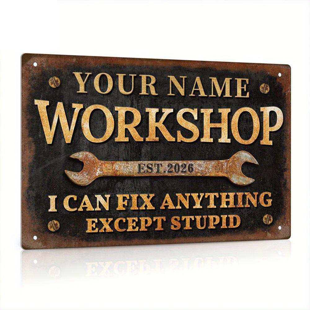 Metal Pc Customized Personalized Workshop Sign Custom Name Year Vintage Garage Wall Decor Gift Ideas X Inches