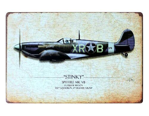 garage interior Stinky Spitfire MK VB Airplane Fighter tin metal sign 20x30cm(7.8x11.8inch)