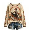 Women's Casual Comfortable Halloween Print Long Sleeve Neck Pullover Sweatshirt Top for Fall