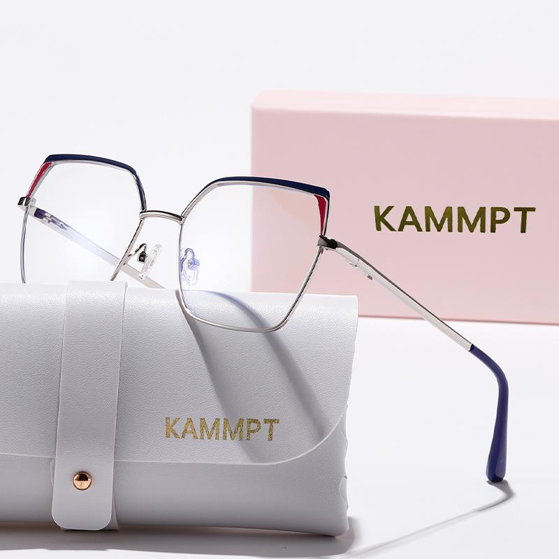 KAMMPT Vintage Square Glasses Women 2024 New Fashion Metal Rim Optical Frames Trendy Luxury Brand Blue Light Blocking Eyeglasses