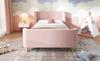 Children's Bed Upholstered Bed, Single Bed Sleigh Bed with Cosmic Pattern, 90 x 200 cm, For Boys & Girls, Pink, Velvet (Without Mattress)