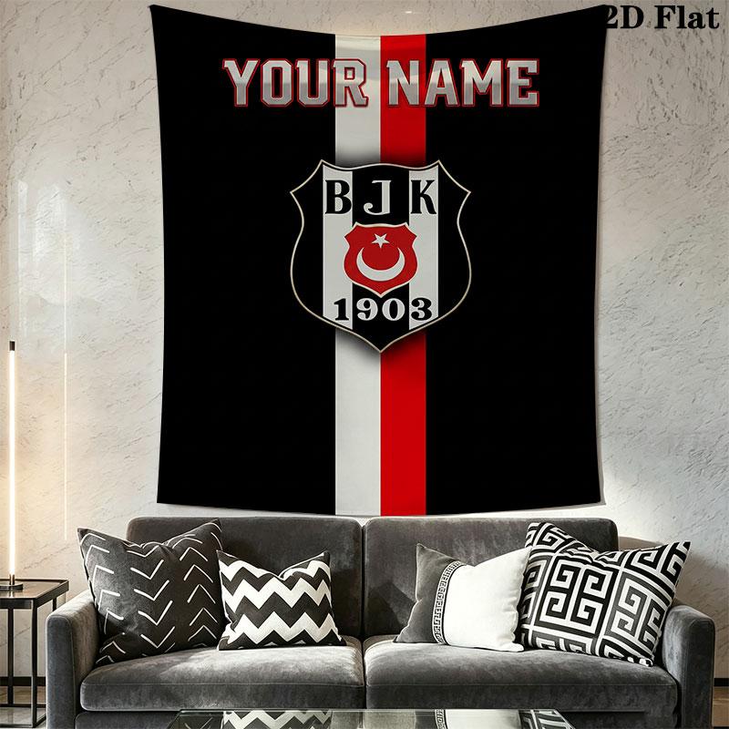 Custom Beşiktaş J.K Wall Hanging Printed Fabric Blanket Decorative Tapestries for Bedroom Living Room Home Decor