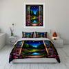 Garden view through window. Print Bedding Set 1 Duvet Cover 2 Pillowcases for Adult and Children Luxury Gift Full Size
