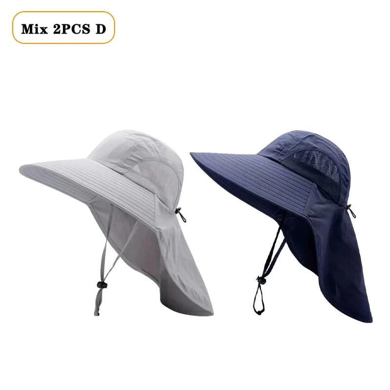 1/2/4PCS Summer Waterproof Fisherman HatOutdoor Hiking Fishing Sun Protection Hat Cycling Big Eave Neck Protection Sun Hat