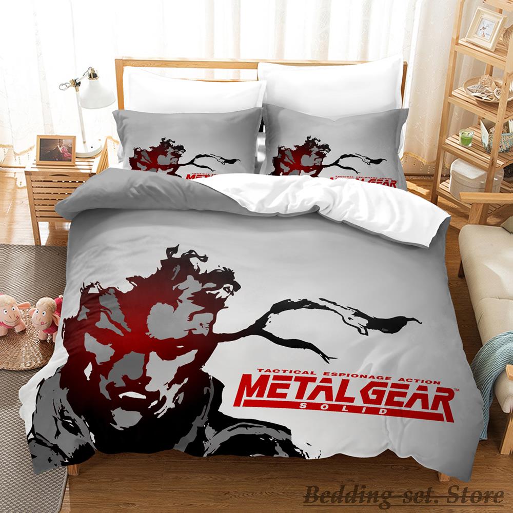 

2023 Metal Gear Solid Solid Snake Комплект постельного белья Односпальный Полуторный Двуспальный Кингсайз Комплект для кровати Взрослый Детский Спальня Комплекты пододеяльников Аниме US Queen(228x228cm)