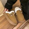 Thick-soled Bag Head Half Slippers Women's Outer Wear Daily Winter Fashion Plush Lazy Shoes Fluffy Cotton Slippers One Pedal