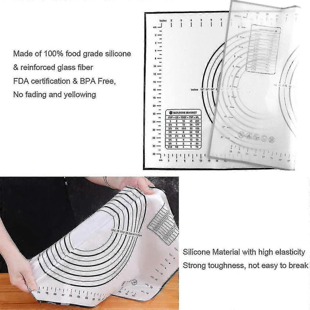 Pastry Mat With Measurements Compatible With Rolling Out Dough Oil Brush ,black
