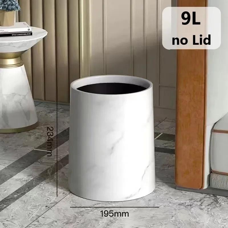 

Корзина для мусора из скандинавского мрамора, мусорное ведро с крышкой и внутренним ведром, мусорное ведро для ванной комнаты, офиса, спальни, корзина для бумаг, 9 л, 14 л